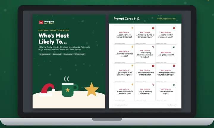 Who’s Most Likely To: Christmas shown on a laptop screen